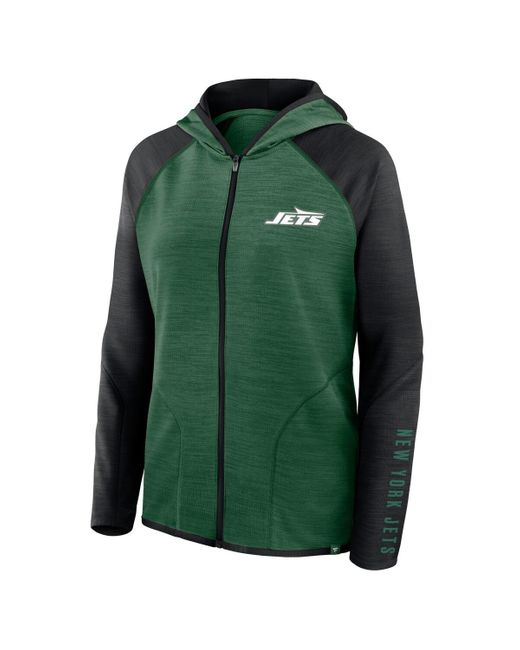 Fanatics Green/black New York Jets Redzone End Around Pass Raglan Full-zip Hoodie