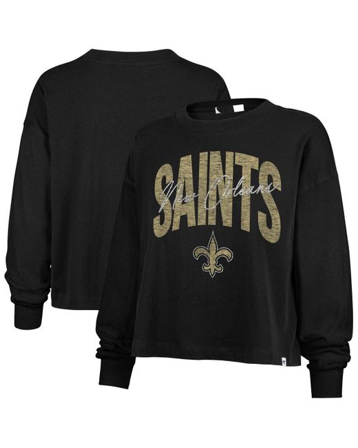'47 Black New Orleans Saints Muse Sydney Long Sleeve Cropped T-shirt