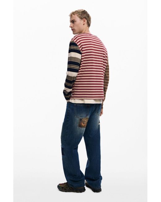 Desigual Blue Patch Denim Trousers for men