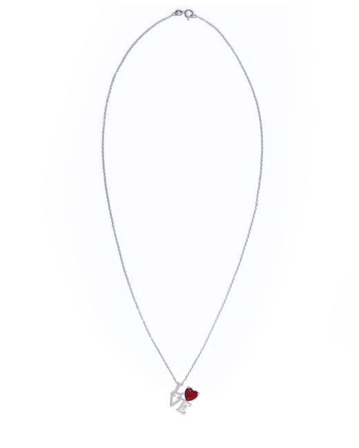 Macy's White Simulated Ruby 'love' Pendant Necklace