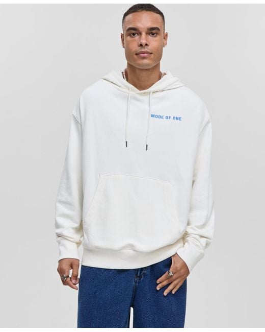 Mode Of One White Relaxed-fit Control Graphic-print Pullover Hoodie for men