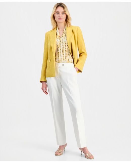 Kasper Yellow Petite Blend One-button Jacket