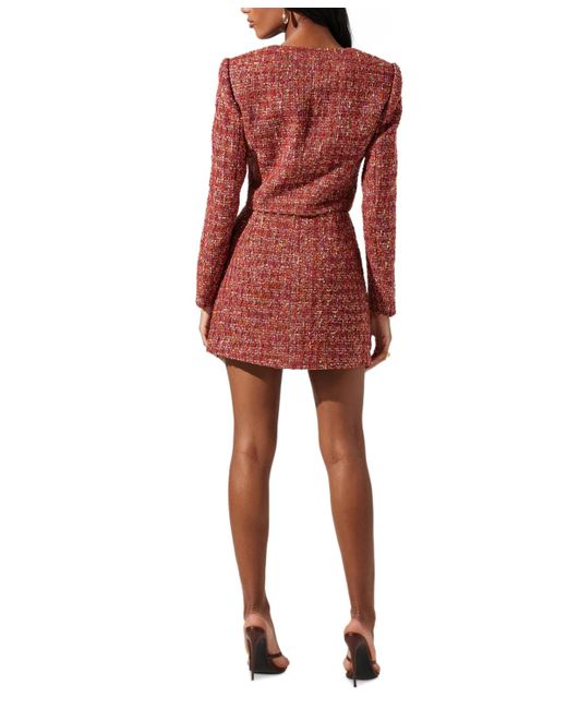 Astr Red Milena Tweed Mini Skirt