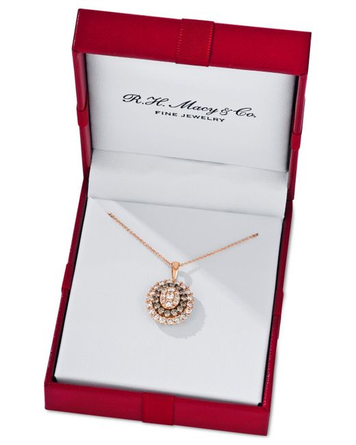Le Vian Metallic Chocolate Diamond & Nude Diamond Oval Halo Adjustable 20" Pendant Necklace (1-1/2 Ct. T.w.