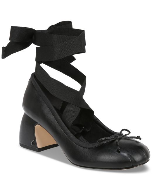 Circus by Sam Edelman Black Della Lace-up Block-heel Ballet Pumps