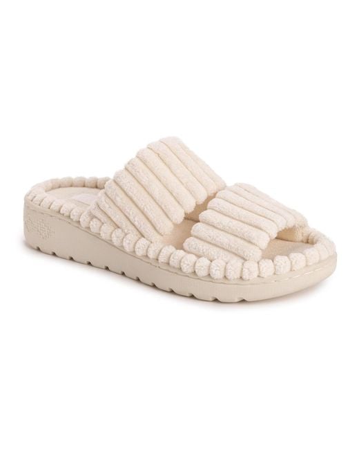 Muk Luks Natural Double Strap Slide Slipper