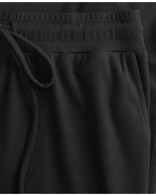 INC International Concepts Black Petite Ribbed Knit High Rise Wide-leg Pants