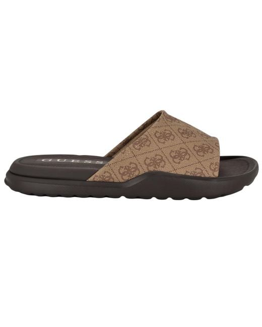 Guess Brown Magaria Branded Elevated Pool Slides for men