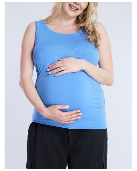Motherhood Maternity Blue Scoop Neck Side-ruched Maternity Tank Top