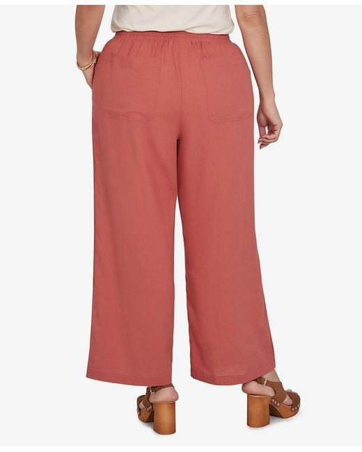 Ruby Rd Red Plus Size Lace Trim Lightweight Pull-on Pants