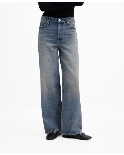 Mango Blue High-waist Wide Leg Jeans