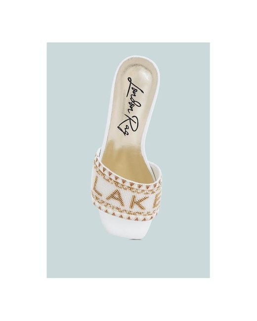 LONDON RAG Blue Vacay Babe Lake Como Beaded Slip-on Heels