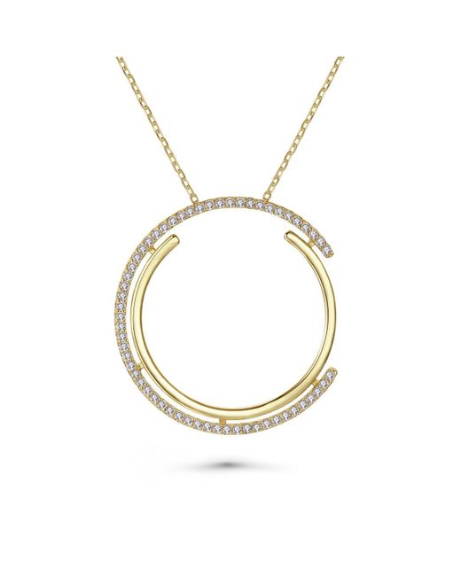 Genevive Jewelry Metallic Cubic Zirconia Concentric Eternity Pendant Necklace