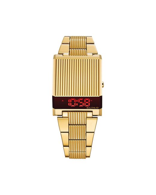 Bulova Digital Archive Computron Gold-tone Stainless Steel Bracelet Watch 31.1x40.3mm in