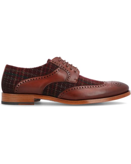 Taft Brown Wallace Handcrafted Leather And Wool Brogue Wingtip Oxford Lace-up Dress Shoe for men