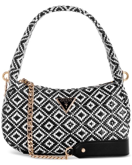 Guess Black Rianee Small Woven Hobo