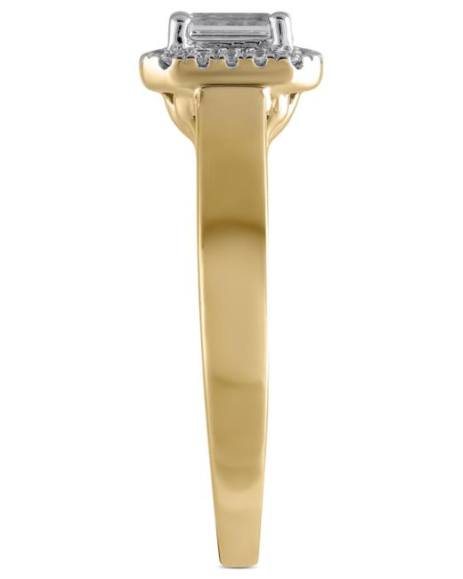 Macy's Metallic Diamond Emerald-cut Halo Engagement Ring (1/2 Ct. T.w.