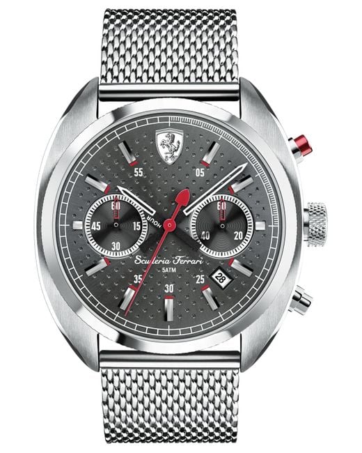 Ferrari Metallic Scuderia Men's Chronograph Formula Sportiva Stainless Steel Mesh Bracelet Watch 43mm 830214 for men