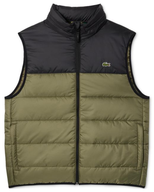 Lacoste Gray Hooded Puffer Vest for men