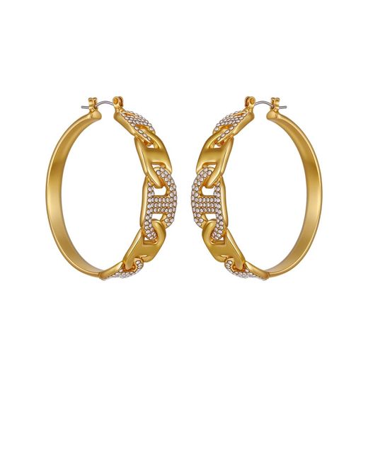 Guess Metallic Glass Stone Hoop Earrings (also