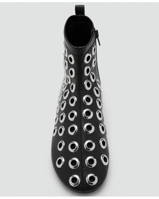 Mango White Eyelets Leather-effect Ankle Boots