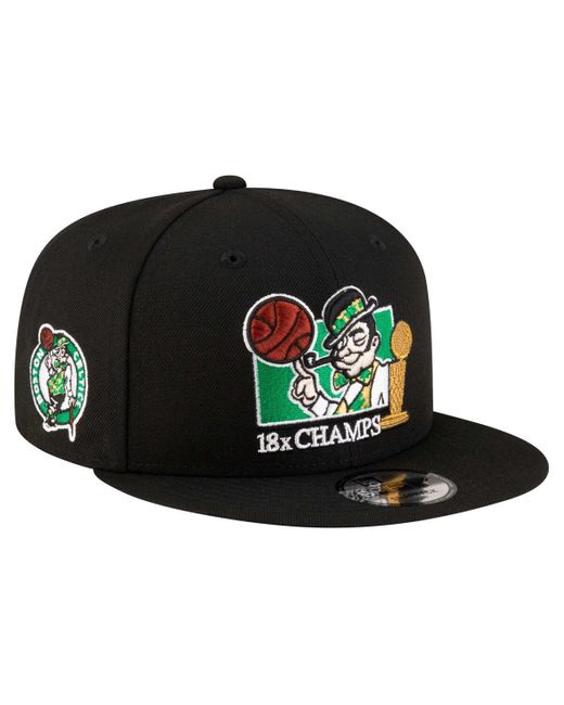 KTZ Black Boston Celtics Lucky 18x Champs 9fifty Snapback Hat for men