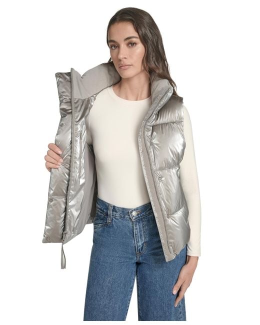 Levi's Gray Regular Stand Collar Puffer Vest Jacket