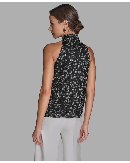 BCBGMAXAZRIA Gray Sleeveless Tie Neck Top