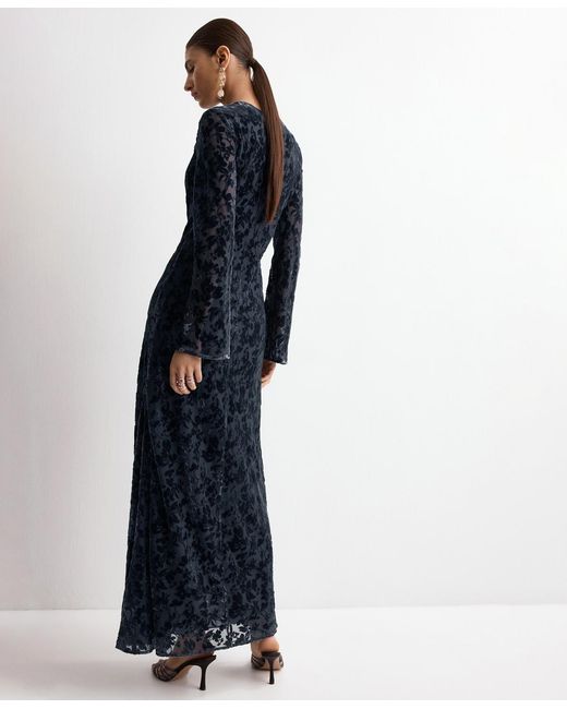 Mango Blue Bell Sleeves Devore Dress