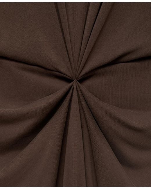 Mango Brown Gathered Neckline V-neck Dress