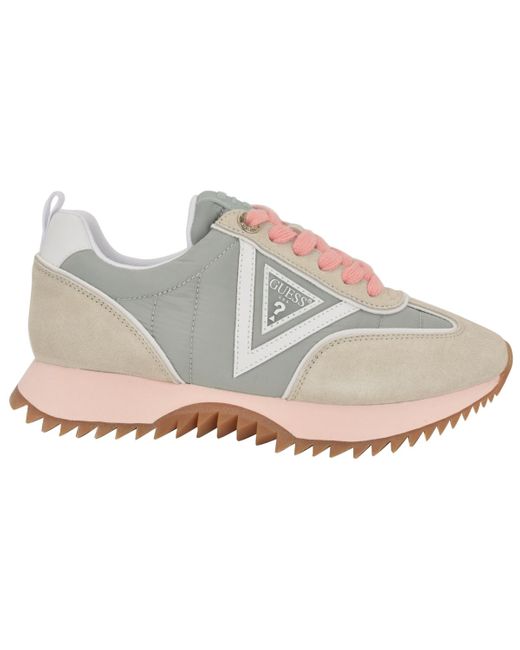 Guess White Bail Retro Lace-up Triangle Logo jogger Sneakers