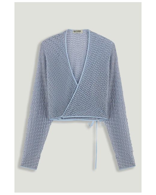 Nocturne Blue Wrap Mesh Blouse