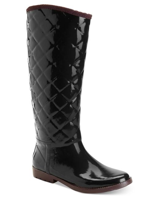 Tommy Hilfiger Rubber Women's Vintage Tall Tufted Rain Boots in Black ...