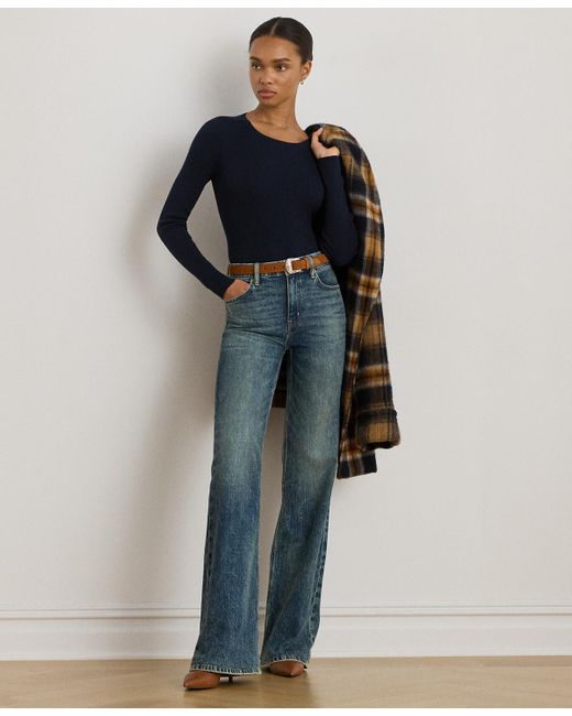 Ralph Lauren Blue Petite Crew Neck Sweater