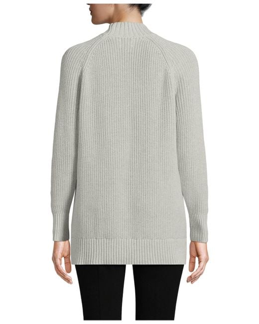 Lands' End Gray Drifter Shaker Easy Fit Mock Neck Tunic Sweater
