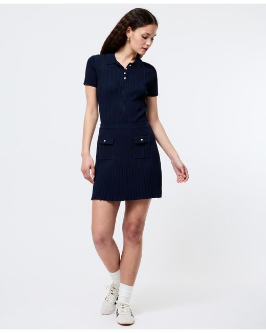 French Connection Blue Crinkle-knit Two-pocket Mini Skirt