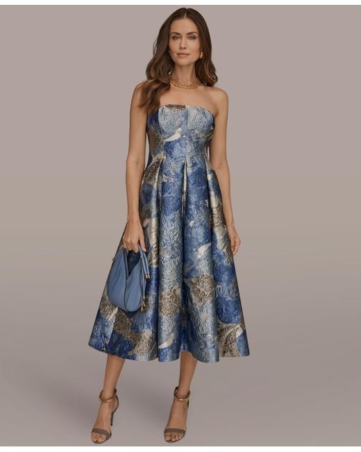 donna karan bridesmaid dresses Donna Karan New York Women's Strapless Ruffle Gown, Champagne, 6 main image 1
