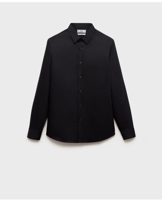 Mango Black Slim-fit Cotton Dress Shirt for men