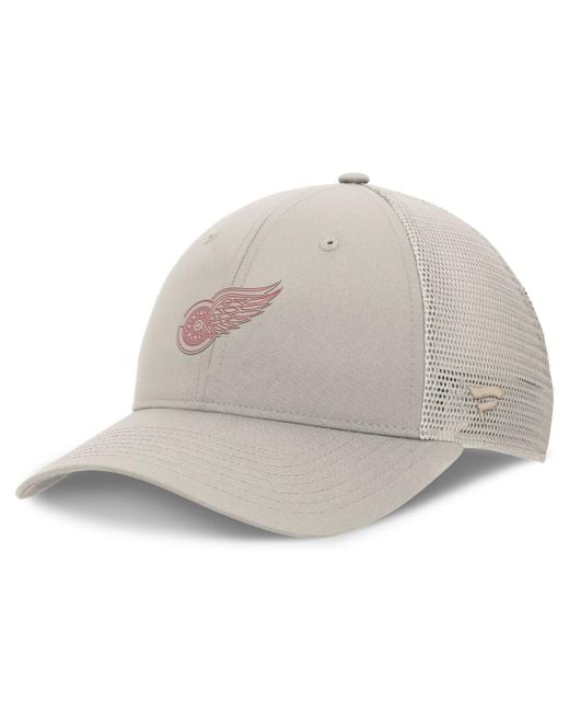 Fanatics Gray Detroit Red Wings Authentic Pro Road Trucker Adjustable Hat