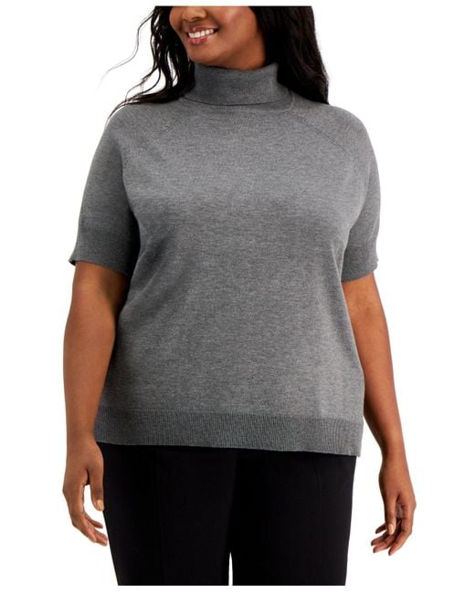Karen Scott Synthetic Plus Size Elbowsleeve Turtleneck Sweater
