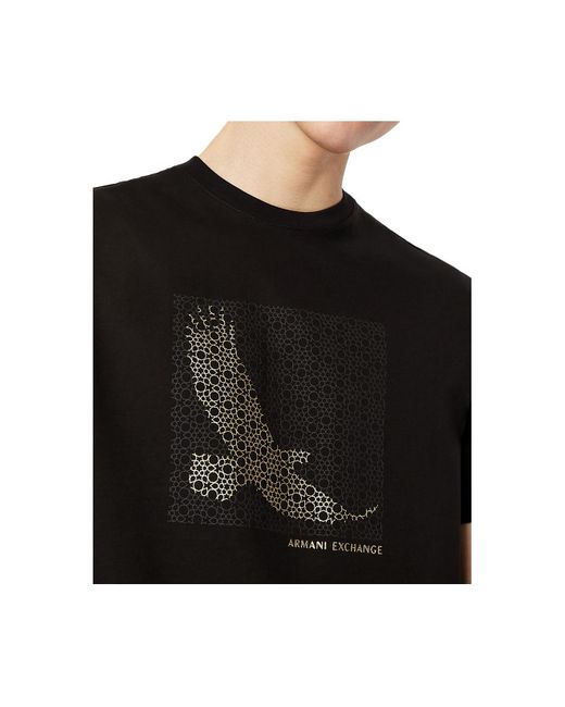 Armani Exchange Gold Egle Logo-print T-shirt in Black for Men | Lyst
