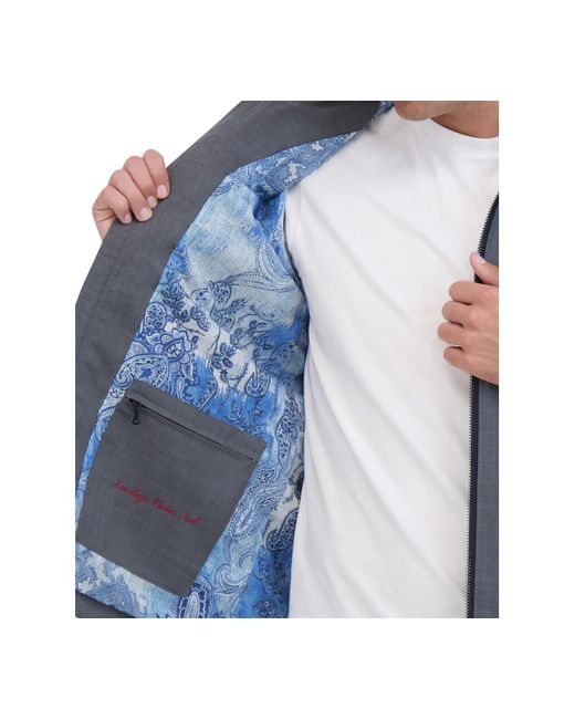 Robert Graham Blue Lightweight Textured Poly Utility Jacket for men