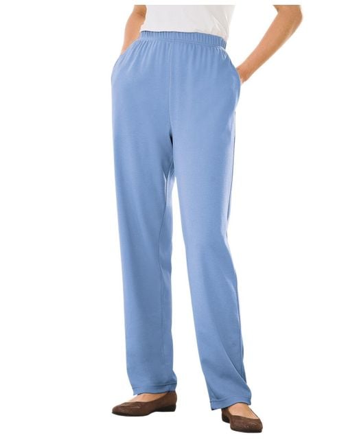 Woman Within Blue Tall 7-day Knit Straight Leg Pant