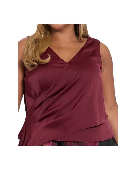 Muse Red Plus Size V-neck Top
