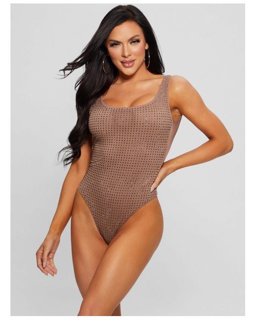 Guess Brown Rhinestone One-piece Swimsuit