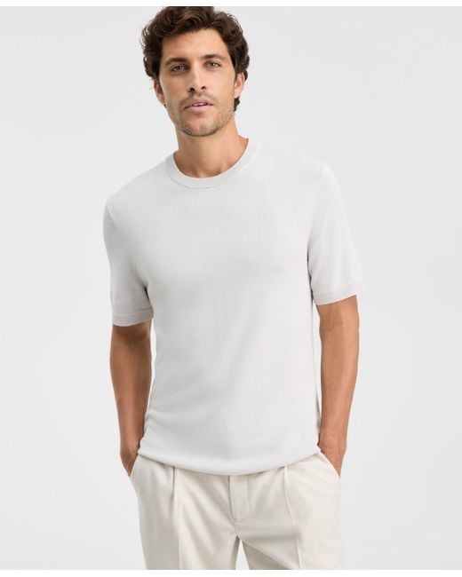 Alfani White Short-sleeve Seamless Sweater T-shirt for men