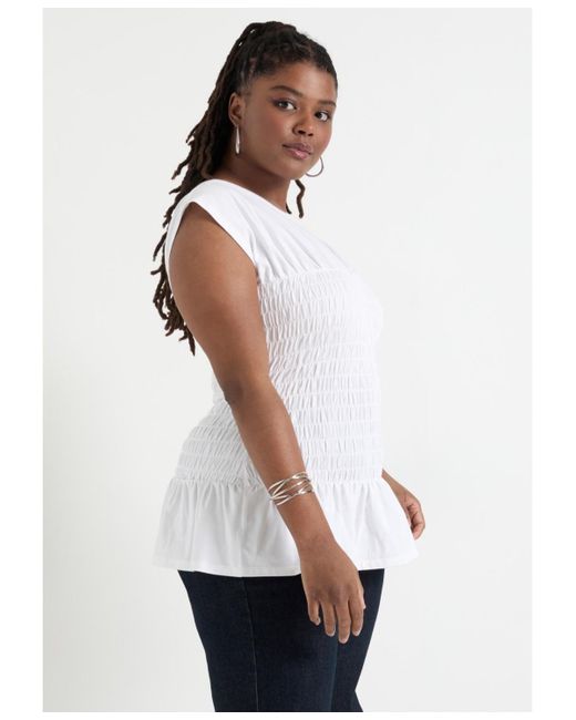June + Vie White June + Vie June + Vie Smocked Peplum Top