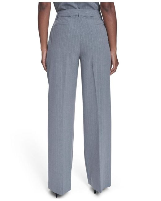 Calvin Klein Blue Pinstripe Mid-rise Pants