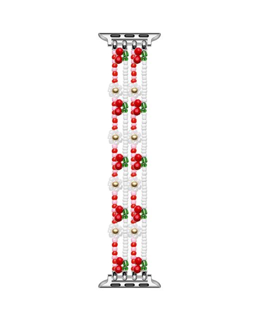 The Posh Tech White Cherry Beaded Band For Apple Watch