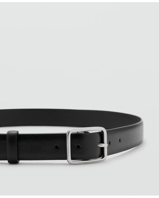 Mango White Leather Belt for men